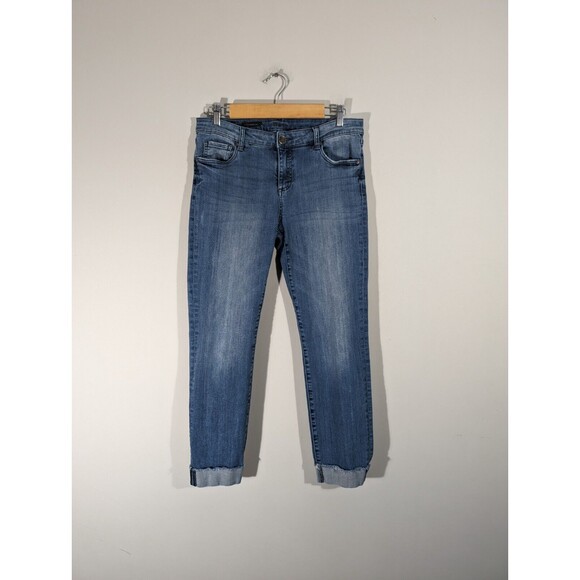 KUT from the Kloth Mid Rise Ankle Cuffed Straight Leg Denim Woman Jeans Size 8 - Picture 1 of 9